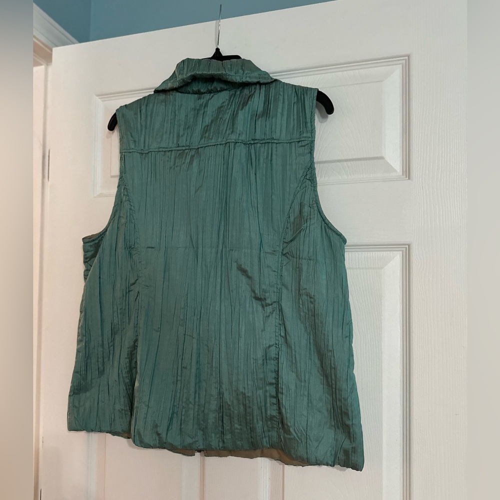 Chicos Iridescent Teal/Brown Zip Front Essi Vest Size 2 - Picture 5 of 6